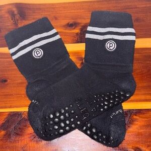 Pure Barre Black Crew Socks-Size Medium